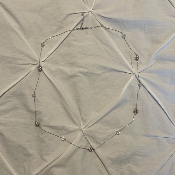 Dainty Silver Necklace with Rhinestones - Picture 4 of 4